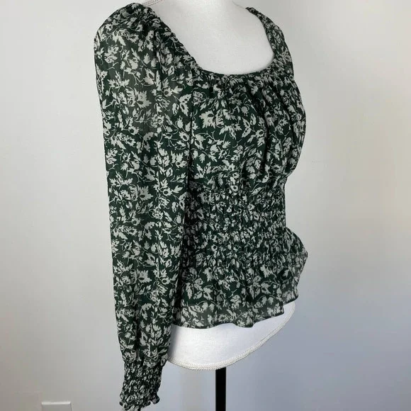 Madewell Floral Georgette Top in Forest Leaves - Picture 8 of 14